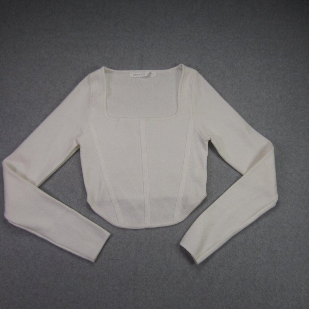 Alter”d State Top Size Small‎ Off White Crop Square Neck Long Sleeve